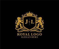 modèle initial de logo de luxe jl lettre lion royal dans l'art vectoriel pour le restaurant, la royauté, la boutique, le café, l'hôtel, l'héraldique, les bijoux, la mode et d'autres illustrations vectorielles.