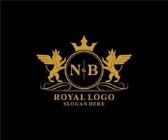 initiale nb lettre Lion Royal luxe héraldique, crête logo modèle dans vecteur art pour restaurant, royalties, boutique, café, hôtel, héraldique, bijoux, mode et autre vecteur illustration.