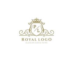 initiale PL lettre luxueux marque logo modèle, pour restaurant, royalties, boutique, café, hôtel, héraldique, bijoux, mode et autre vecteur illustration.
