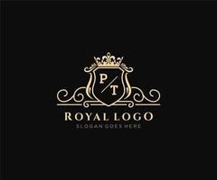 initiale pt lettre luxueux marque logo modèle, pour restaurant, royalties, boutique, café, hôtel, héraldique, bijoux, mode et autre vecteur illustration.