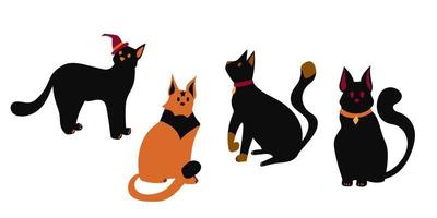 le collection de chat avec Halloween thème ensemble. graphique Ressource à propos chat et Halloween thème pour contenu , bannière, autocollant étiquette et salutation carte vecteur