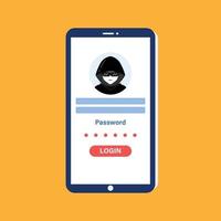 piraté s'identifier et mot de passe. cyber crime. illustration vecteur