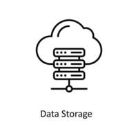 Les données espace de rangement vecteur contour Icônes. Facile Stock illustration Stock