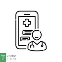 en ligne consultant icône. en ligne téléphone médical Aidez-moi pour santé consultation, urgence Téléphone. télémédecine. ligne pictogramme. vecteur illustration. conception sur blanc Contexte. eps dix.