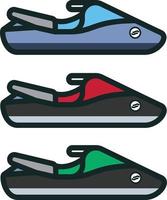jet ski Icônes ensemble dans différent couleurs vecteur des illustrations rouge vert bleu