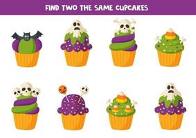 trouvez deux muffins d'Halloween identiques. vecteur