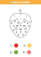 coloriage de fraises kawaii mignonnes par numéros. jeu pour les enfants. vecteur