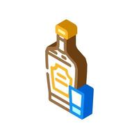 whisky verre bouteille isométrique icône vecteur illustration