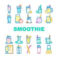 smoothie fruit jus boisson Icônes ensemble vecteur