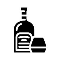 Rhum verre bouteille glyphe icône vecteur illustration