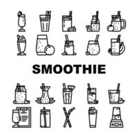 smoothie fruit jus boisson Icônes ensemble vecteur