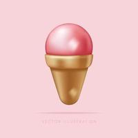 3d la glace crème. vecteur illustration dans dessin animé minimal 3d style