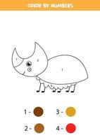 coloriez le scarabée rhinocéros mignon par numéros. feuille de calcul pour les enfants. vecteur
