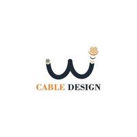 vecteur graphique logo conception, combinaison initiale lettre w et câble pictogramme