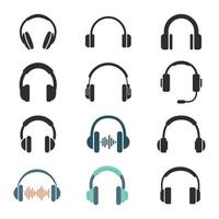 casque de musique Icônes ensemble dans plat style. écouteur vecteur illustration sur isolé Contexte. Ecoutez la musique signe affaires concept.