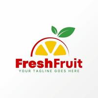 logo conception graphique concept Créatif prime gratuit vecteur Stock unique moitié sucré Orange fruit boisson avec feuilles. en relation à Frais citron la nature végétalien