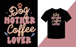 chien mère café amoureux, de la mère journée rétro T-shirt conception. vecteur