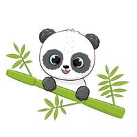 mignonne Panda sur une arbre. vecteur illustration de une dessin animé.