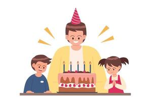 content anniversaire père vecteur dessin animé