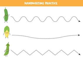 tracez les lignes avec de jolis légumes kawaii. vecteur