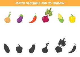 trouvez l'ombre correcte des légumes. ensemble de produits sains. vecteur