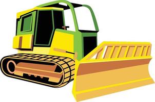 petit bulldozer ou excavatrice Facile style construction camions, véhicule, cultiver, agricole ou excavatrice machinerie vecteur illustration