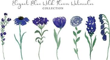 magnifique bleu sauvage fleur aquarelle collection vecteur