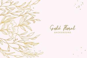 élégant d'or floral Contexte avec main tiré fleurs et feuilles illustration décoration vecteur
