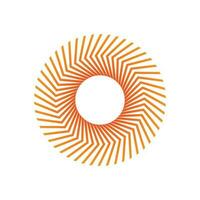 Orange incurvé rayures cercle Cadre. rayé lignes rond frontière logo vecteur. Soleil ou fleur logo icône. vecteur