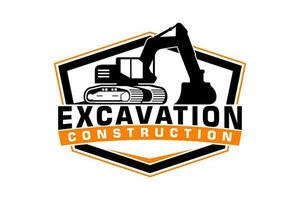 excavatrice logo modèle vecteur. lourd équipement logo vecteur pour construction entreprise.