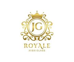 d'or lettre jg modèle logo luxe or lettre avec couronne. monogramme alphabet . magnifique Royal initiales lettre. vecteur