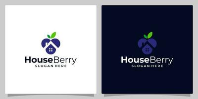 fruit baie logo avec maison bâtiment logo graphique conception vecteur illustration. symbole, icône, Créatif