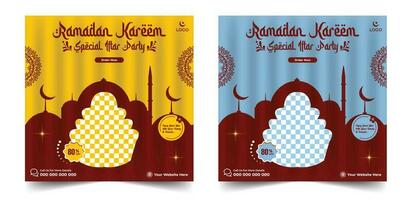 Ramadan spécial nourriture menu social médias Publier ou carré prospectus modèle vecteur