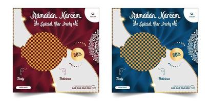 Ramadan spécial nourriture menu social médias Publier ou carré prospectus modèle vecteur