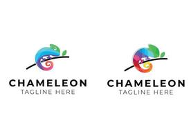vecteur de conception de logo caméléon coloré