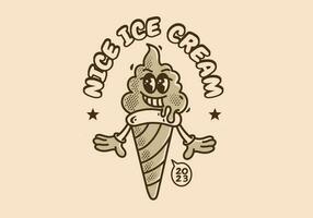 ancien mascotte personnage conception de une la glace crème cône vecteur