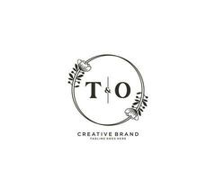 initiale à des lettres main tiré féminin et floral botanique logo adapté pour spa salon peau cheveux beauté boutique et cosmétique entreprise. vecteur