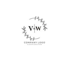 initiale vw des lettres magnifique floral féminin modifiable premade monoline logo adapté pour spa salon peau cheveux beauté boutique et cosmétique entreprise. vecteur