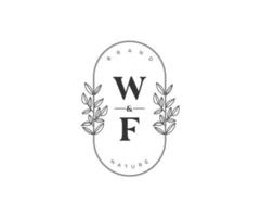 initiale wf des lettres magnifique floral féminin modifiable premade monoline logo adapté pour spa salon peau cheveux beauté boutique et cosmétique entreprise. vecteur