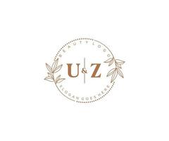 initiale uz des lettres magnifique floral féminin modifiable premade monoline logo adapté pour spa salon peau cheveux beauté boutique et cosmétique entreprise. vecteur