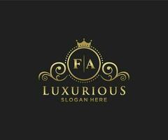 modèle de logo de luxe royal de lettre fa initiale dans l'art vectoriel pour le restaurant, la royauté, la boutique, le café, l'hôtel, l'héraldique, les bijoux, la mode et d'autres illustrations vectorielles.