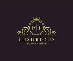 modèle de logo de luxe royal fi lettre initiale dans l'art vectoriel pour le restaurant, la royauté, la boutique, le café, l'hôtel, l'héraldique, les bijoux, la mode et d'autres illustrations vectorielles.