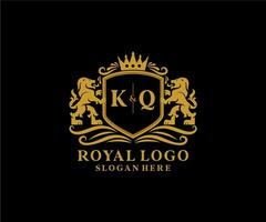 modèle initial de logo de luxe kq lettre lion royal en art vectoriel pour restaurant, royauté, boutique, café, hôtel, héraldique, bijoux, mode et autres illustrations vectorielles.