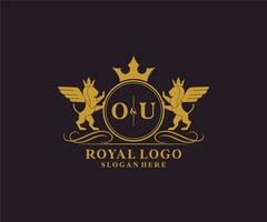 initiale ou lettre Lion Royal luxe héraldique, crête logo modèle dans vecteur art pour restaurant, royalties, boutique, café, hôtel, héraldique, bijoux, mode et autre vecteur illustration.