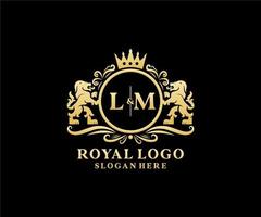 modèle initial de logo de luxe lm lettre lion royal dans l'art vectoriel pour le restaurant, la royauté, la boutique, le café, l'hôtel, l'héraldique, les bijoux, la mode et d'autres illustrations vectorielles.