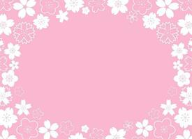 horizontal Cadre avec blanc géométrique Sakura fleurs sur rose Contexte vecteur