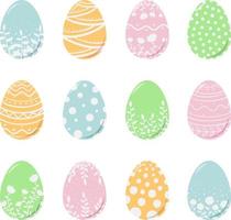 une ensemble de Pâques des œufs avec une floral modèle. printemps illustration pour le Pâques vacances. plat style vecteur image
