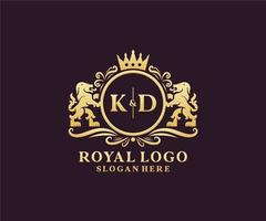 modèle initial de logo kd lettre lion royal luxe en art vectoriel pour restaurant, royauté, boutique, café, hôtel, héraldique, bijoux, mode et autres illustrations vectorielles.