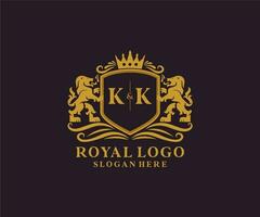 modèle initial de logo de luxe kk lettre lion royal dans l'art vectoriel pour le restaurant, la royauté, la boutique, le café, l'hôtel, l'héraldique, les bijoux, la mode et d'autres illustrations vectorielles.