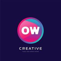 ow initiale logo avec coloré modèle vecteur. vecteur